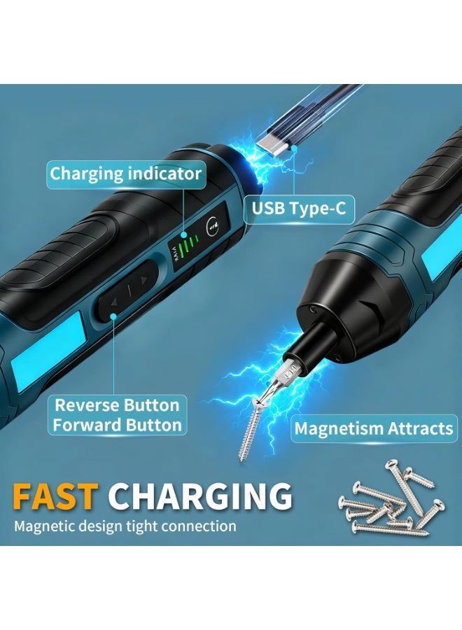 يواوليتي مجموعة مفكات كهربائية مزودة بمصباح LED، 105 في مجموعة واحدة، قابلة لإعادة الشحن عبر USB، قوية 3.6 فولت 5 نيوتن متر، أداة أوتوماتيكية 4 سرعات للإصلاح ومشاريع DIY - Image 5